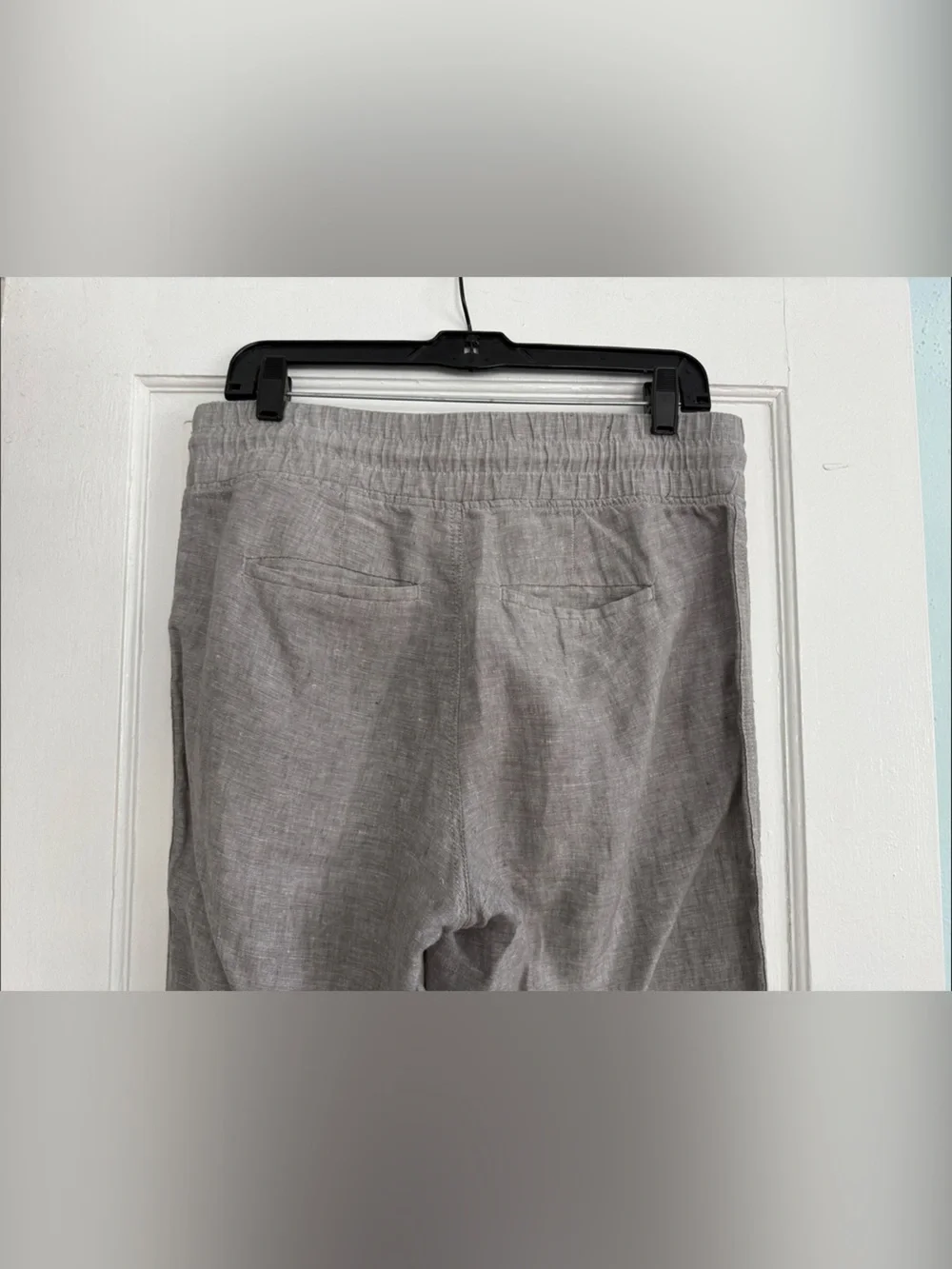 Women’s Athleta Cabo Linen Pants, Wide-Leg, Drawstring, Gray - Picture 4 of 5